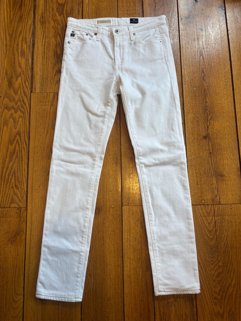AG Adriano Goldschmied The Prima Mid Rise Cigarette White Jeans Size 27R